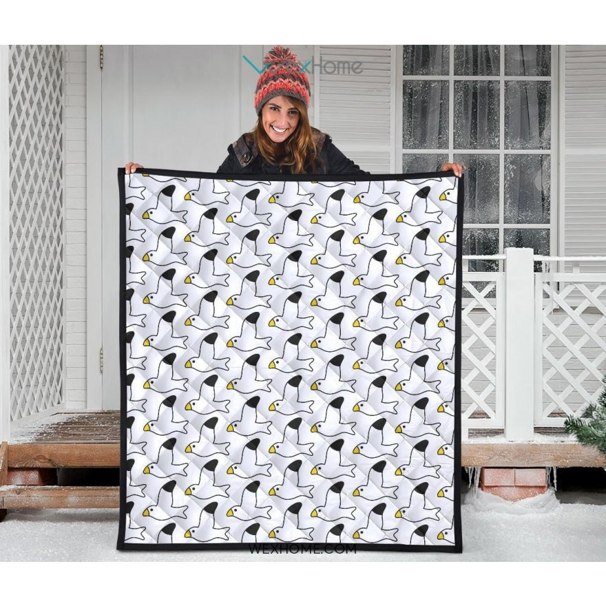 Seagull Pattern Print Design 05 Premium Quilt