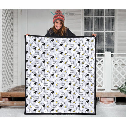 Seagull Pattern Print Design 05 Premium Quilt
