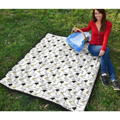 Seagull Pattern Print Design 05 Premium Quilt
