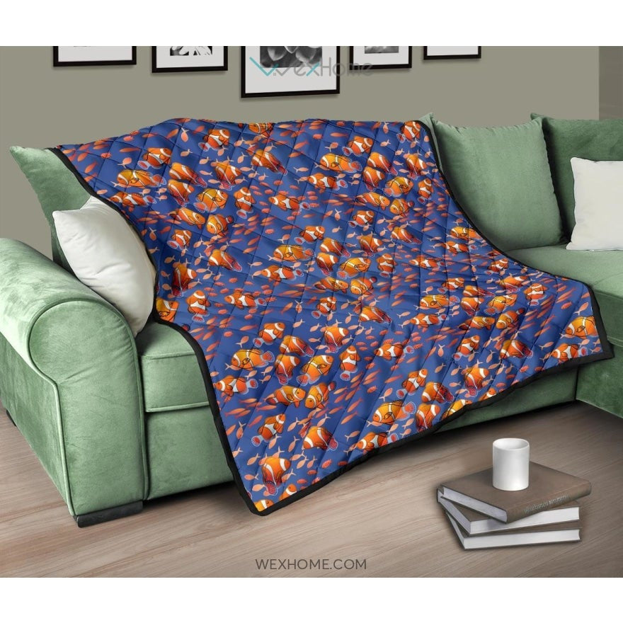 Clown Fish Pattern Print Design 04 Premium Quilt