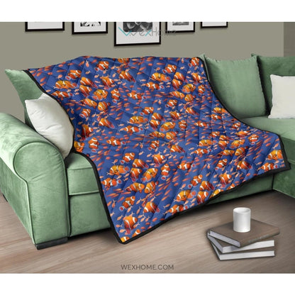 Clown Fish Pattern Print Design 04 Premium Quilt