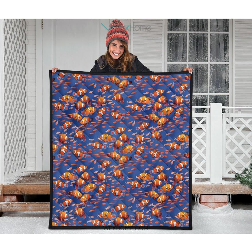Clown Fish Pattern Print Design 04 Premium Quilt