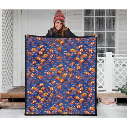 Clown Fish Pattern Print Design 04 Premium Quilt