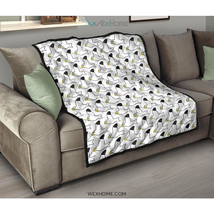 Seagull Pattern Print Design 05 Premium Quilt