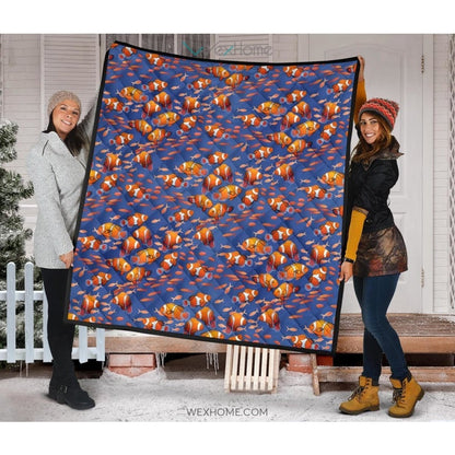 Clown Fish Pattern Print Design 04 Premium Quilt