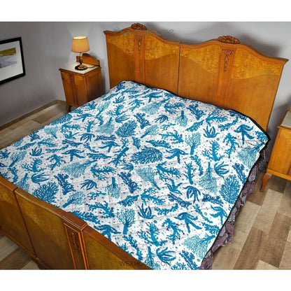 Coral Reef Pattern Print Design 01 Premium Quilt