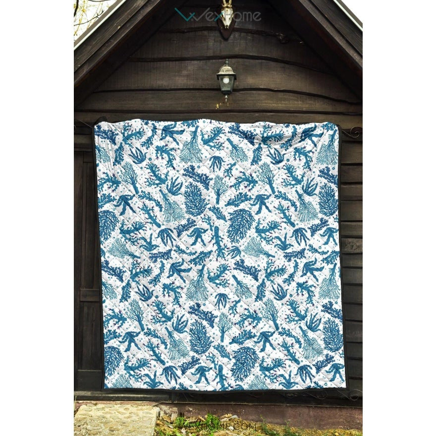 Coral Reef Pattern Print Design 01 Premium Quilt