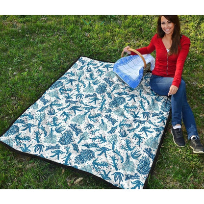 Coral Reef Pattern Print Design 01 Premium Quilt