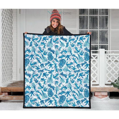 Coral Reef Pattern Print Design 01 Premium Quilt