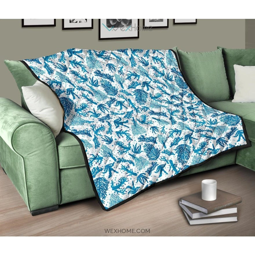 Coral Reef Pattern Print Design 01 Premium Quilt