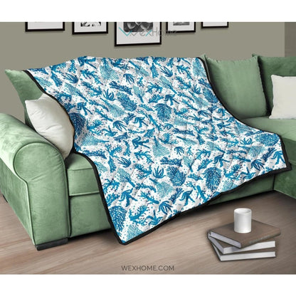 Coral Reef Pattern Print Design 01 Premium Quilt