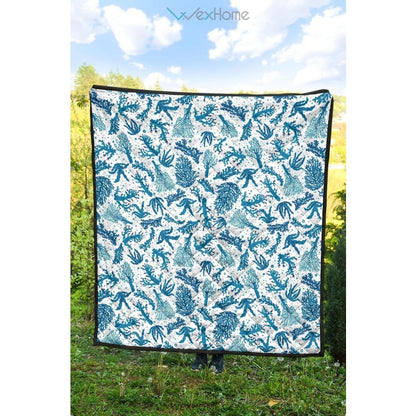 Coral Reef Pattern Print Design 01 Premium Quilt