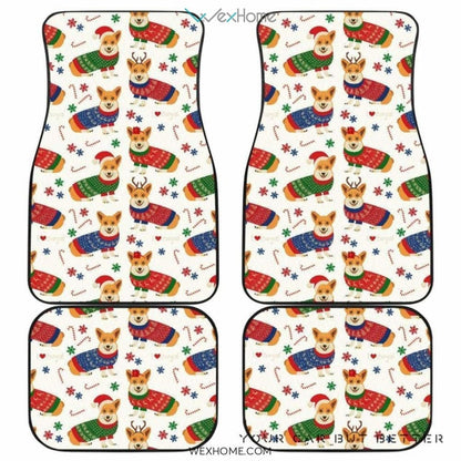Corgi Christmas Pattern Front And Back Car Mats  Best Car Gift 2021
