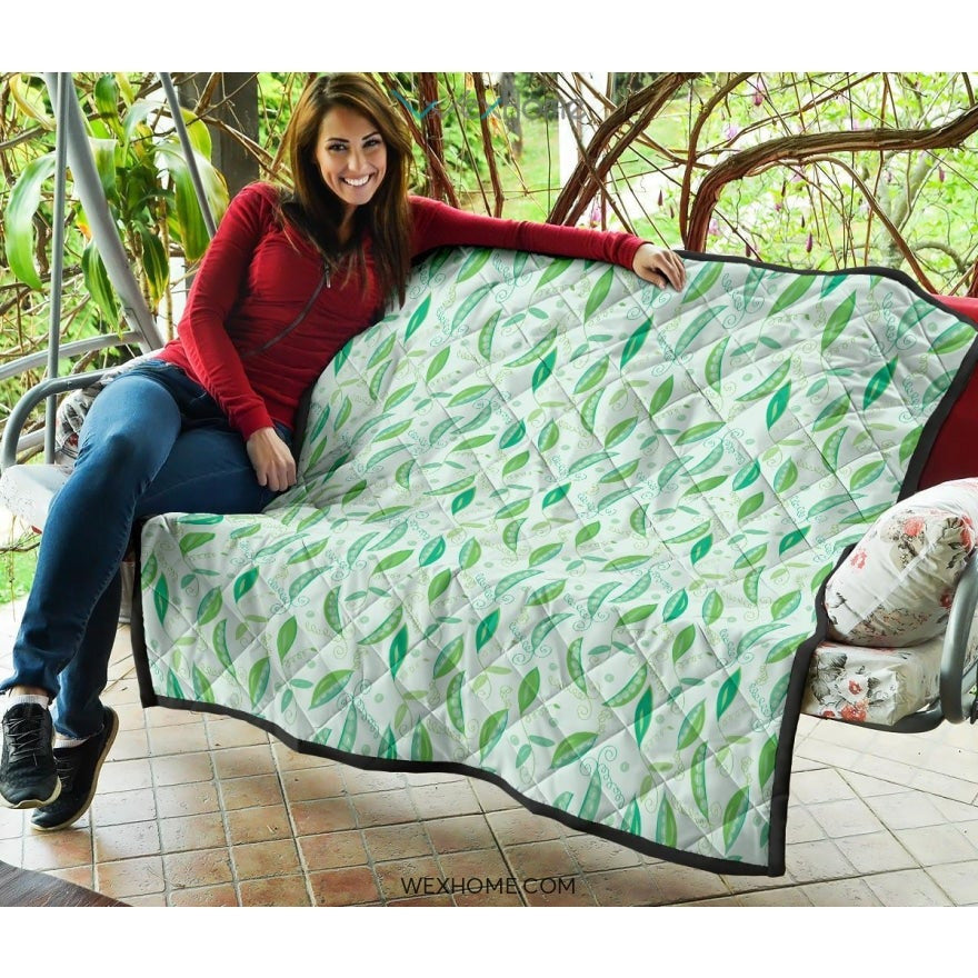 Green Peas Pattern Print Design 01 Premium Quilt