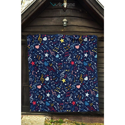 Music Notes Pattern Print Design 03 Premium Quilt