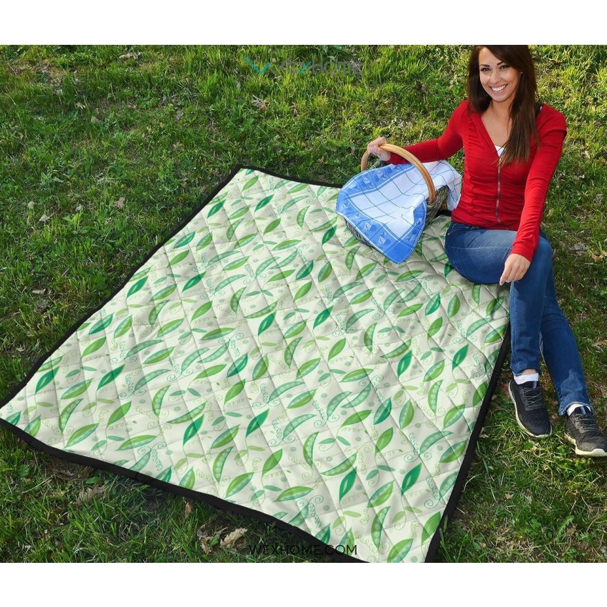 Green Peas Pattern Print Design 01 Premium Quilt