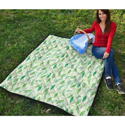 Green Peas Pattern Print Design 01 Premium Quilt