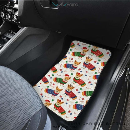 Corgi Christmas Pattern Front And Back Car Mats  Best Car Gift 2021