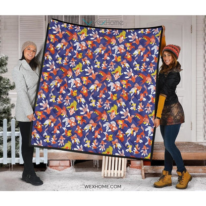 Goldfish Pattern Print Design 04 Premium Quilt