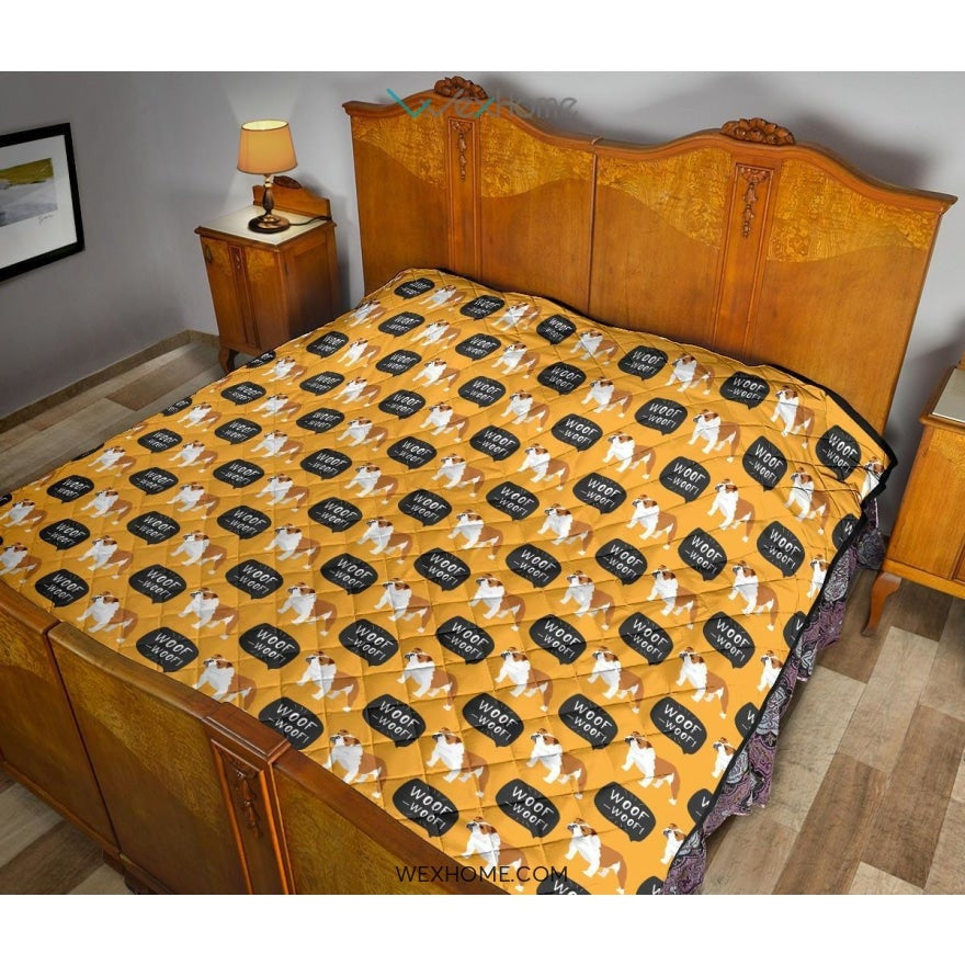 English Bulldog Pattern Print Design 04 Premium Quilt
