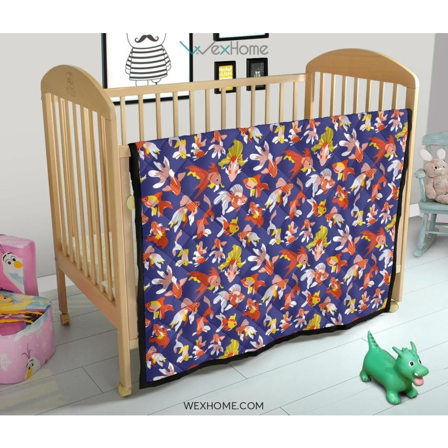 Goldfish Pattern Print Design 04 Premium Quilt