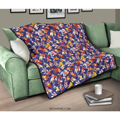 Goldfish Pattern Print Design 04 Premium Quilt