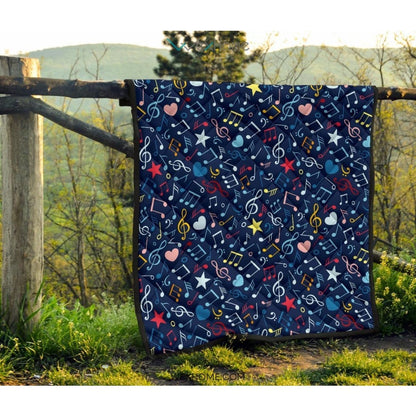 Music Notes Pattern Print Design 03 Premium Quilt