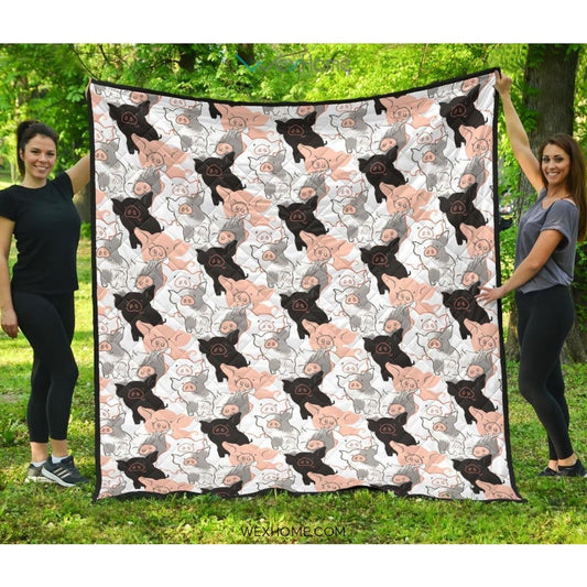 Pig Pattern Print Design 05 Premium Quilt