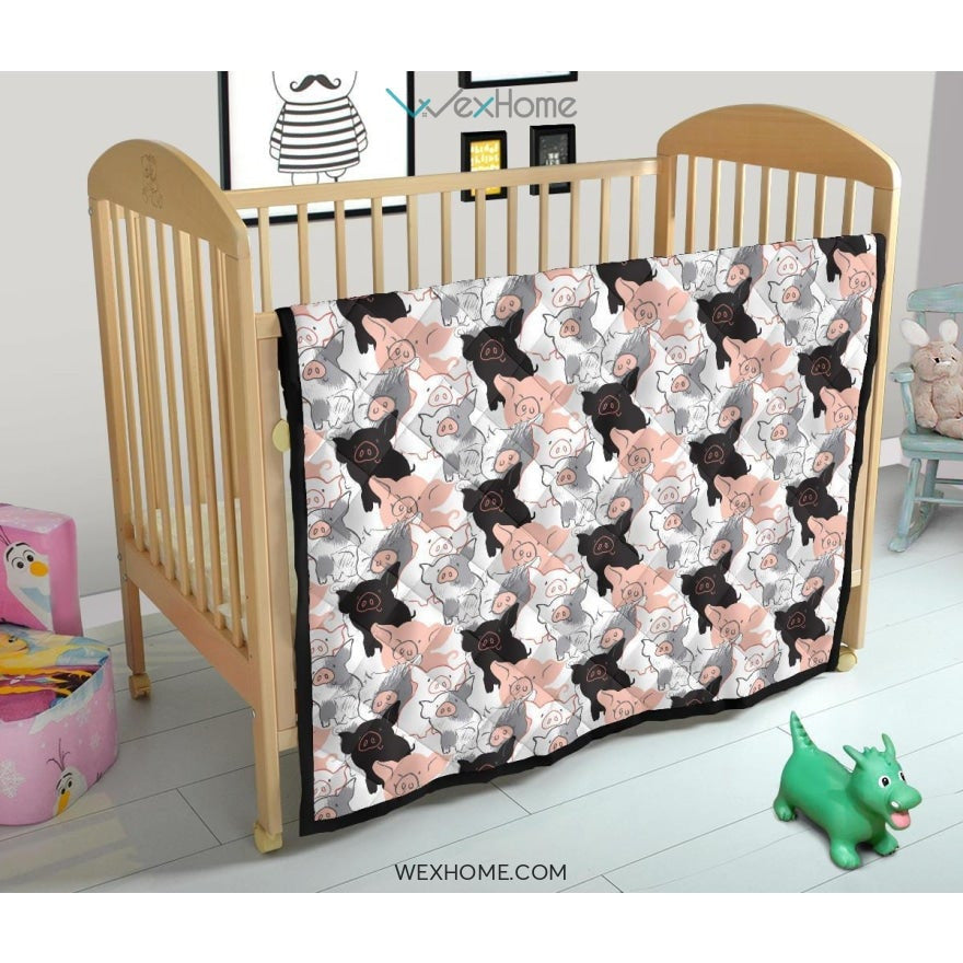 Pig Pattern Print Design 05 Premium Quilt