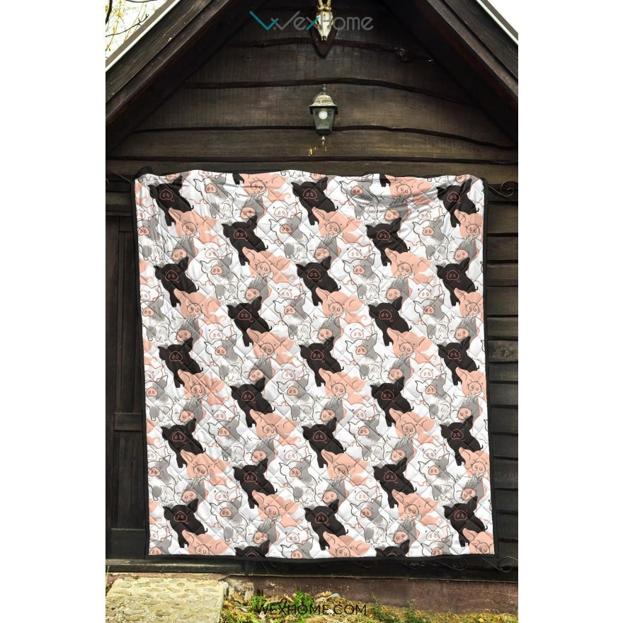 Pig Pattern Print Design 05 Premium Quilt