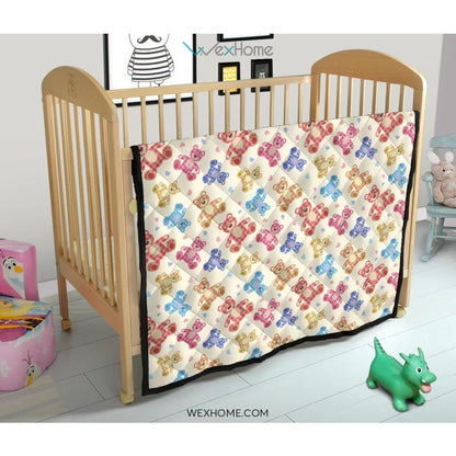 Teddy Bear Pattern Print Design 05 Premium Quilt