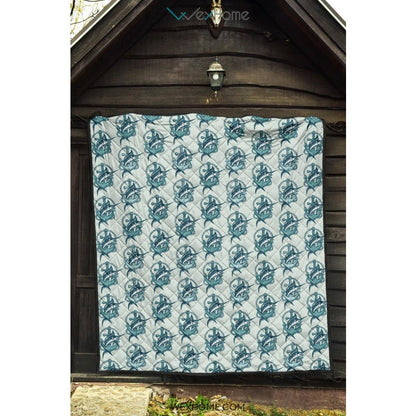 Swordfish Pattern Print Design 05 Premium Quilt