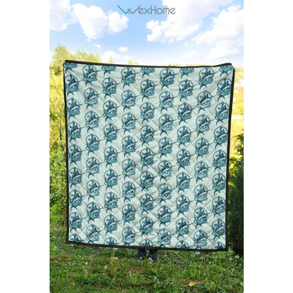 Swordfish Pattern Print Design 05 Premium Quilt