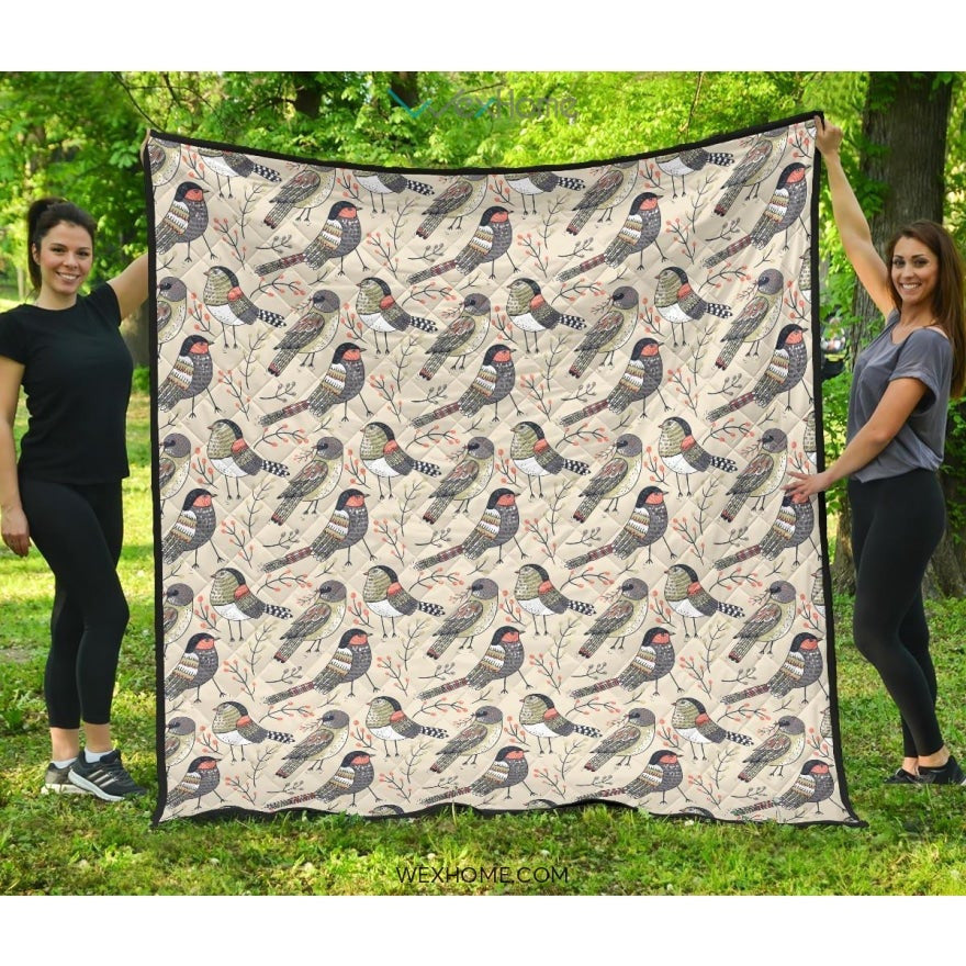 Pigeon Pattern Print Design 04 Premium Quilt