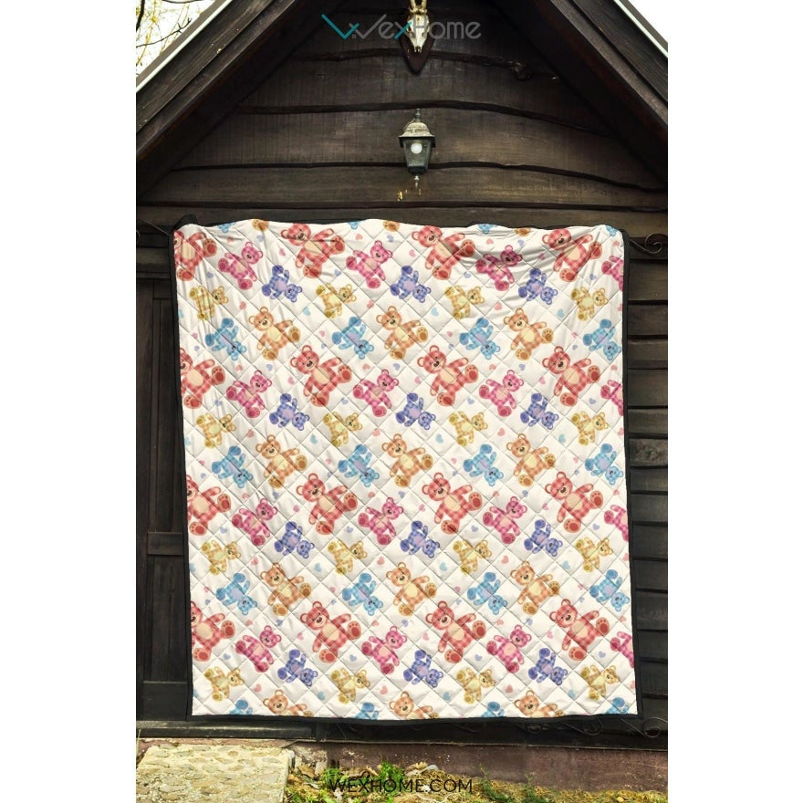 Teddy Bear Pattern Print Design 05 Premium Quilt
