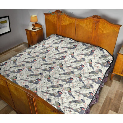 Pigeon Pattern Print Design 04 Premium Quilt