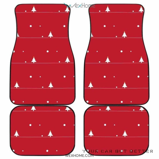 Christmas Tree Star Snow Red Background Front And Back Car Mats  Best Car Gift 2021