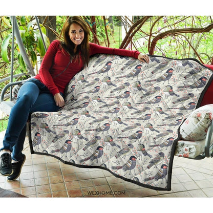 Pigeon Pattern Print Design 04 Premium Quilt