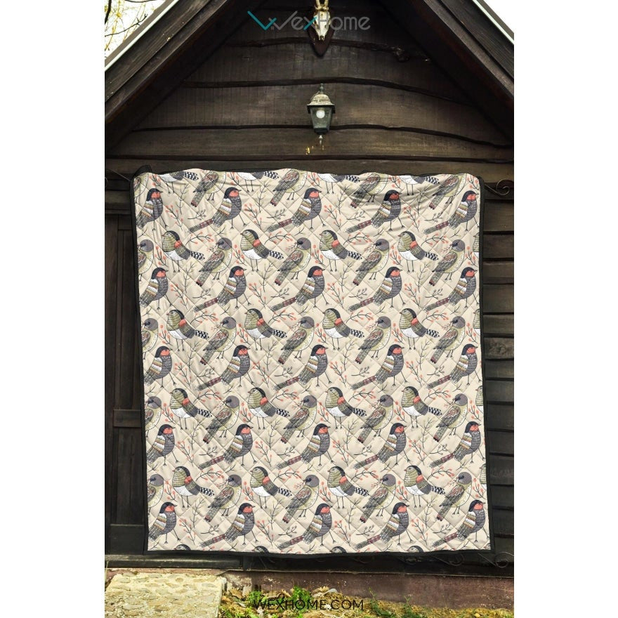 Pigeon Pattern Print Design 04 Premium Quilt