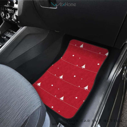 Christmas Tree Star Snow Red Background Front And Back Car Mats  Best Car Gift 2021