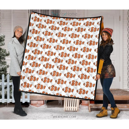 Clown Fish Pattern Print Design 05 Premium Quilt