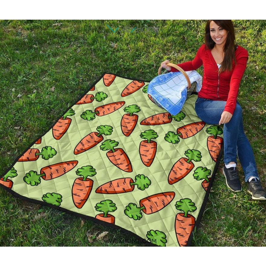 Carrot Pattern Print Design 05 Premium Quilt