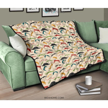 Mustache Beard Pattern Print Design 03 Premium Quilt