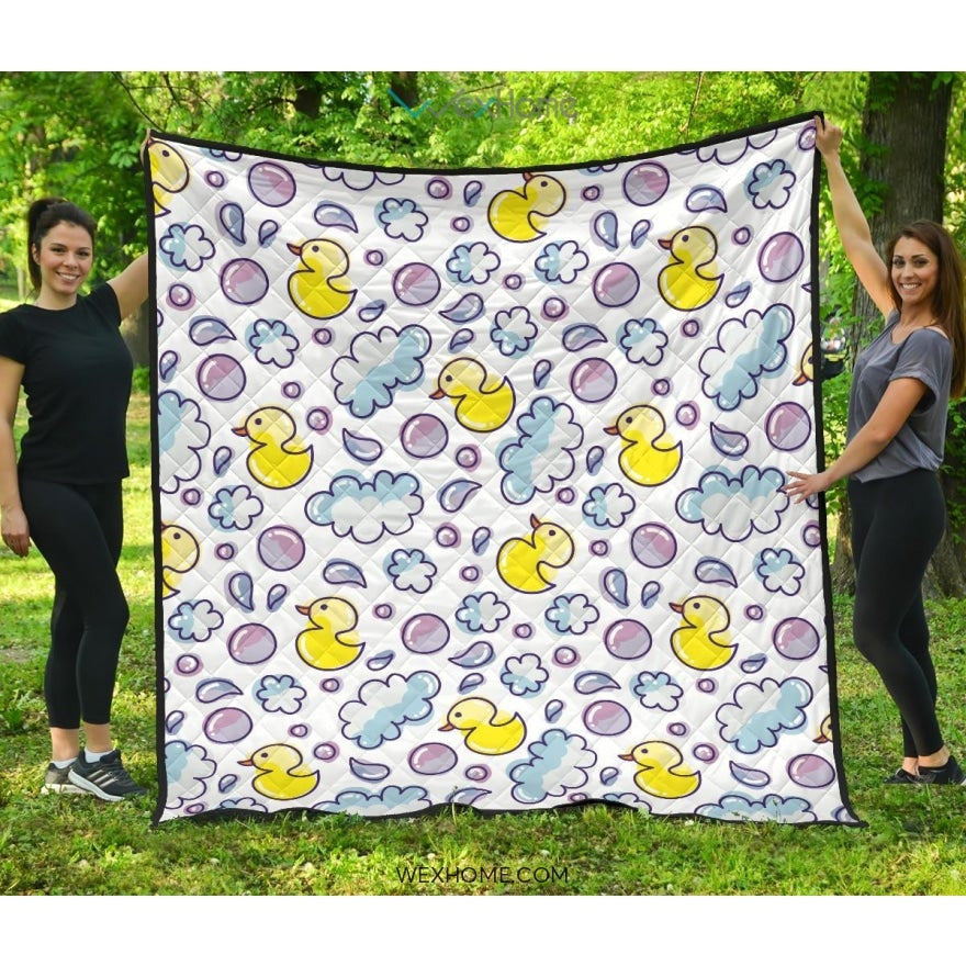 Duck Toy Pattern Print Design 01 Premium Quilt