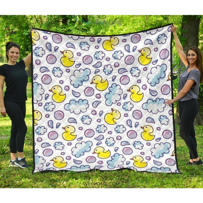 Duck Toy Pattern Print Design 01 Premium Quilt