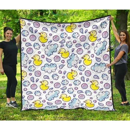 Duck Toy Pattern Print Design 01 Premium Quilt