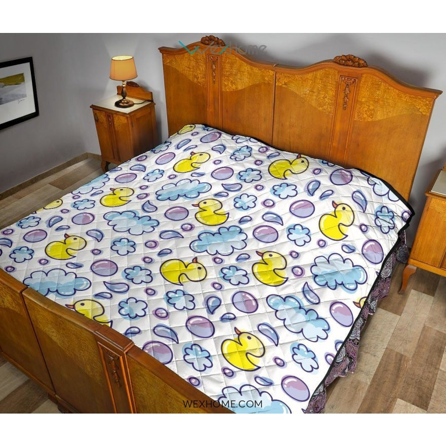 Duck Toy Pattern Print Design 01 Premium Quilt