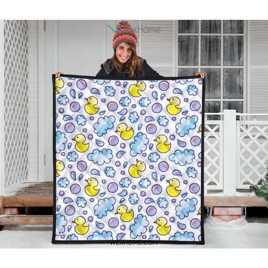 Duck Toy Pattern Print Design 01 Premium Quilt
