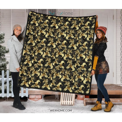 Goldfish Pattern Print Design 01 Premium Quilt