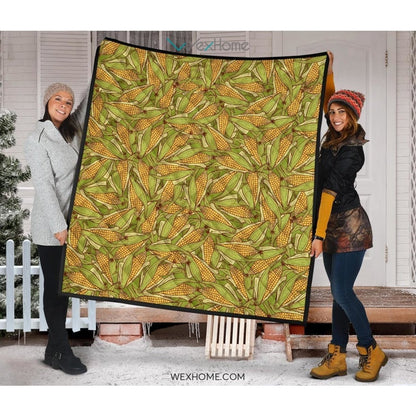 Corn Pattern Print Design 01 Premium Quilt